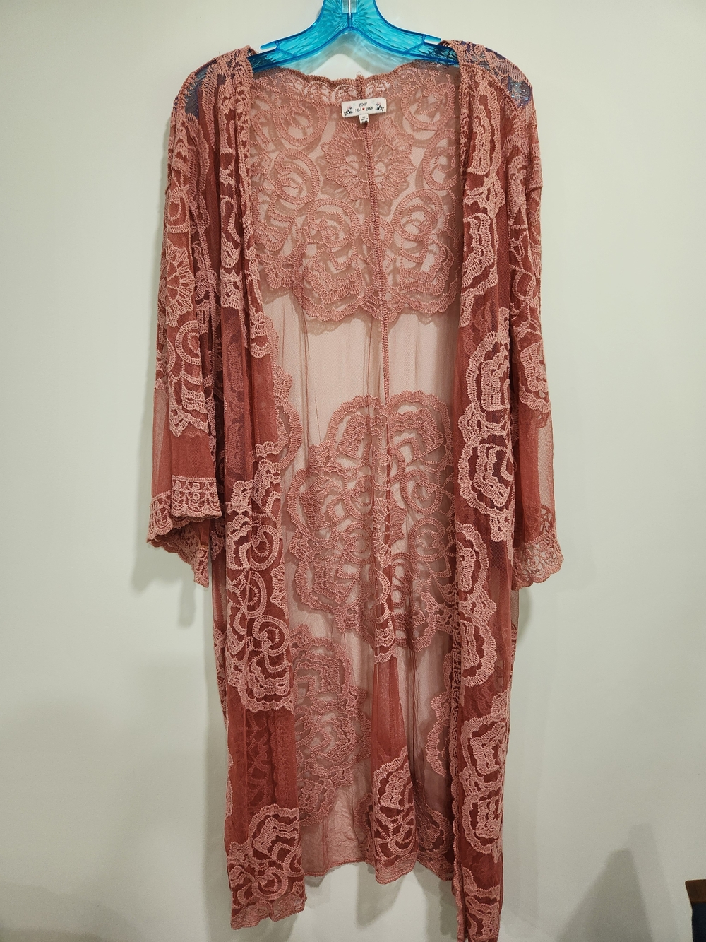 Sheer Lace Kimono Robe in Dusty Mauve